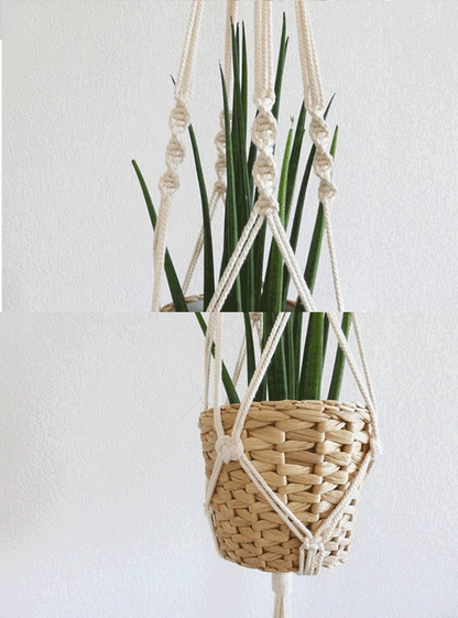 Woven tapestry rope basket