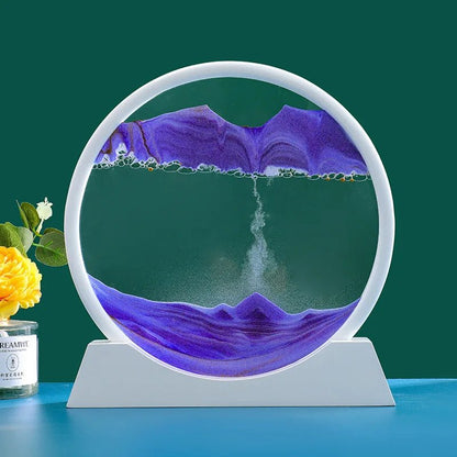 3D Moving Sand Art Picture Round GlassIncline Vine14:100018786#White Base-Purple;5:200000990#12 inch