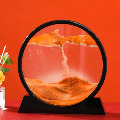 3D Moving Sand Art Picture Round GlassIncline Vine14:200006152#Black Base-Orange;5:200000990#12 inch