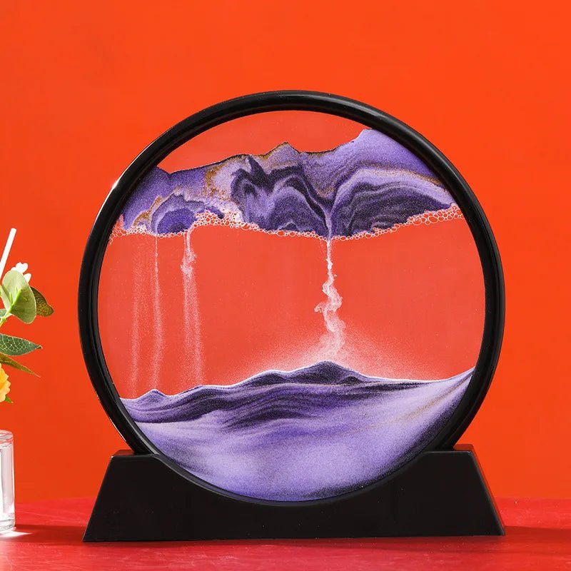 3D Moving Sand Art Picture Round GlassIncline Vine14:200006153#Black Base-Purple;5:200000990#12 inch