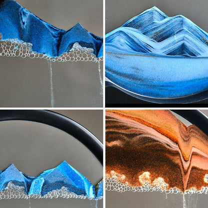 3D Moving Sand Art Picture Round GlassIncline Vine14:200006151#Black Base-Blue;5:200000990#12 inch