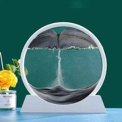 3D Moving Sand Art Picture Round GlassIncline Vine14:365016#White Base-Black;5:200000990#12 inch