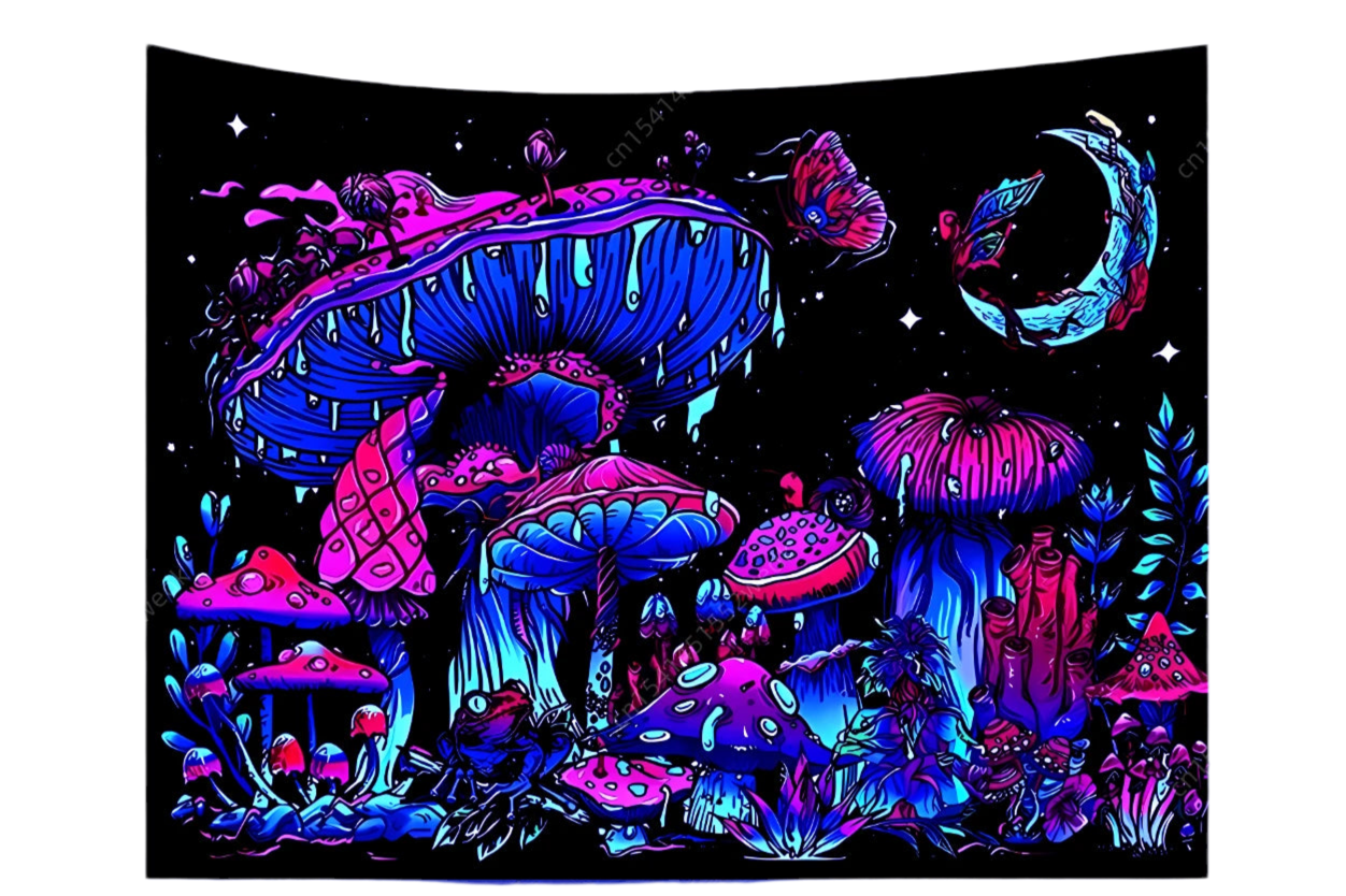 Mushroom Moon Uv Reactive Tapestry