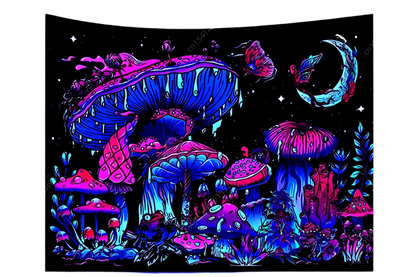 Mushroom Moon Uv Reactive Tapestry