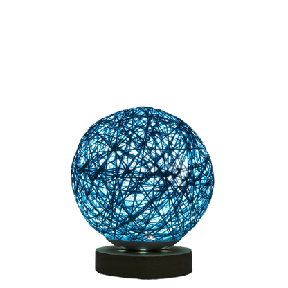 Linen Table Lamp Rattan Ball 7 Colour LED