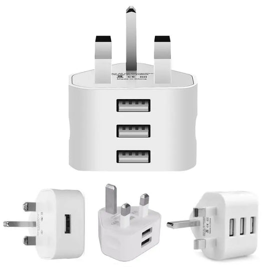 UK Plug Wall 3 Pin Plug Adaptor Charger( 1/2/3 USB, 1pcs )