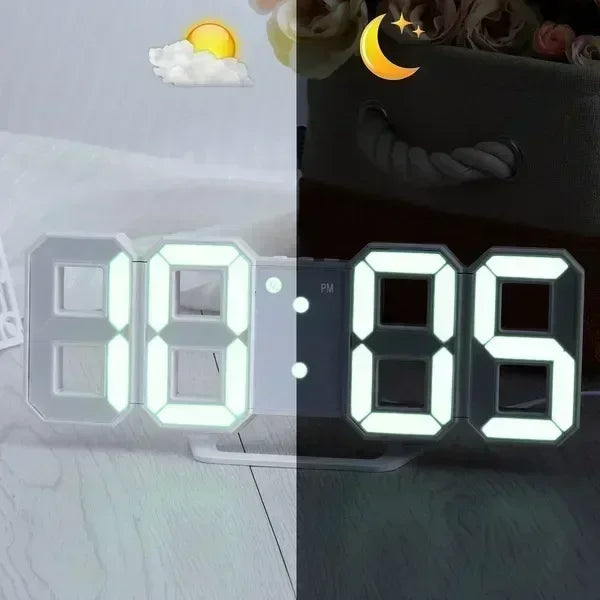 3D Digital Wall Clock Decoration (Glow Night Mode)