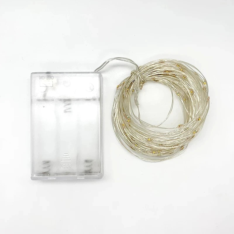 20M USB/Battery LED String Light Copper Silver Wire