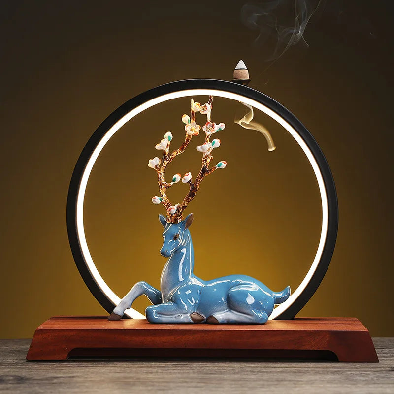 Deer LED Round Ceramic Incense Burner