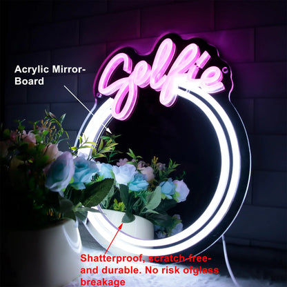 Selfie Circle LED Neon Mirror Light Sign