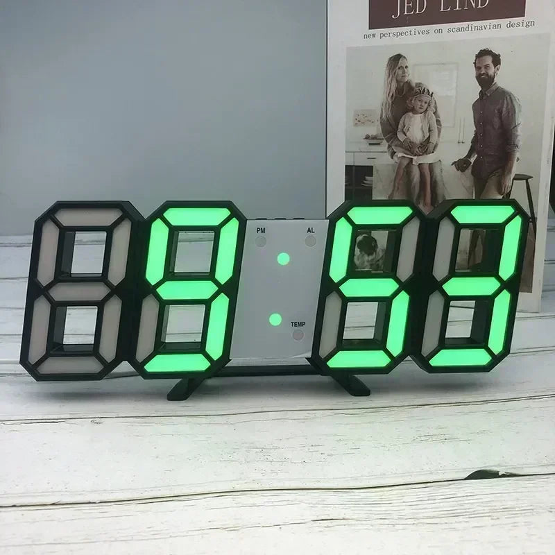 3D Digital Wall Clock Decoration (Glow Night Mode)