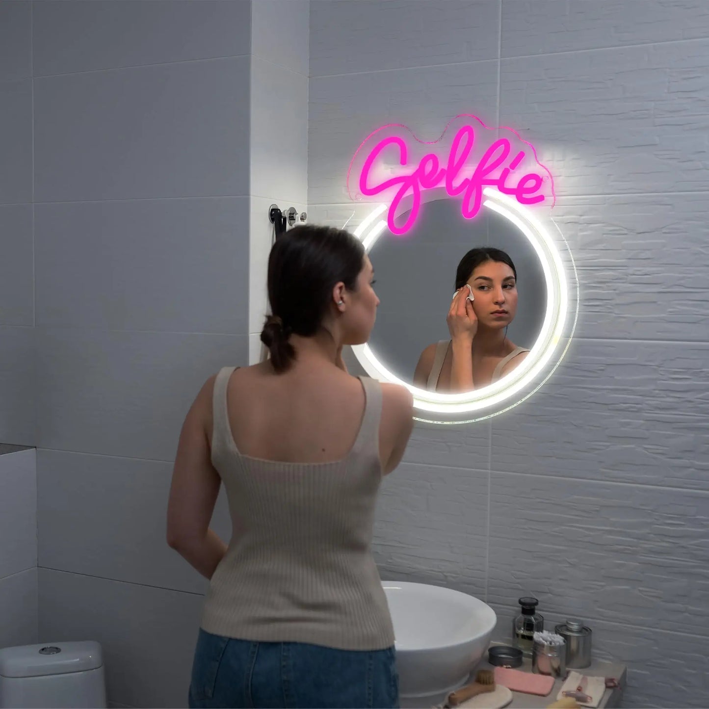 Selfie Circle LED Neon Mirror Light Sign