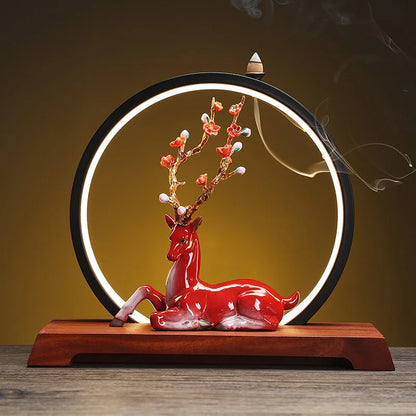 Deer LED Round Ceramic Incense Burner