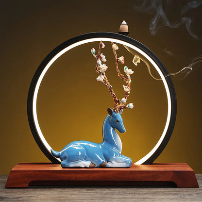 Deer LED Round Ceramic Incense Burner