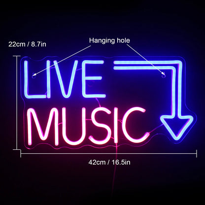 Live Music LED Neon Light Sign