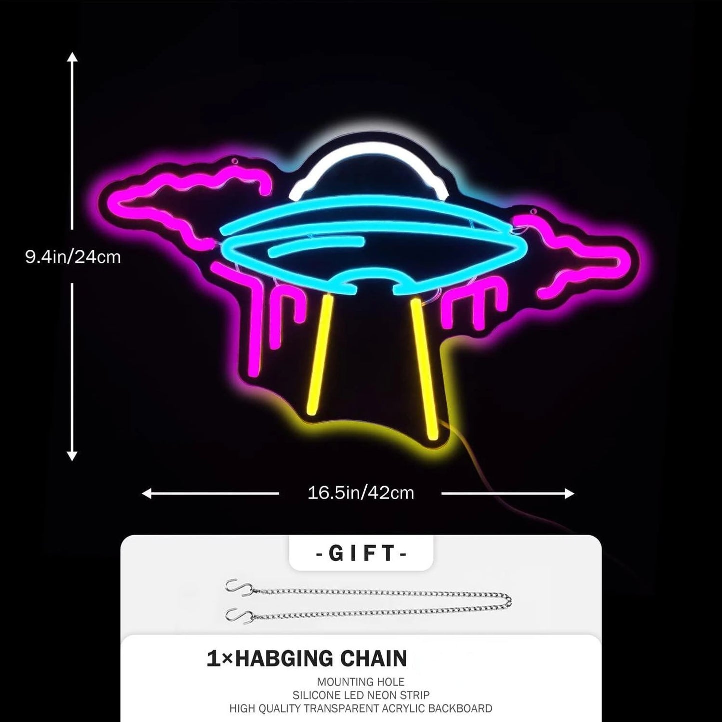 UFO LED Neon Sign Alien Spaceship Light