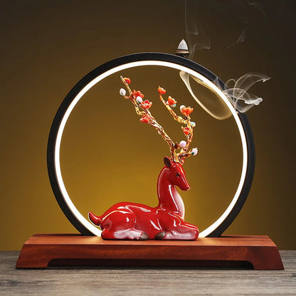 Deer LED Round Ceramic Incense Burner