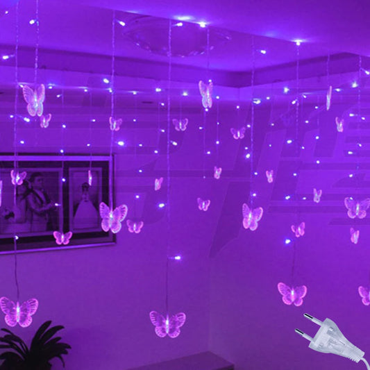 Pink Purple LED Butterfly Fairy Lights String