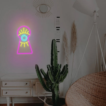 Key hole vision neon sign LED