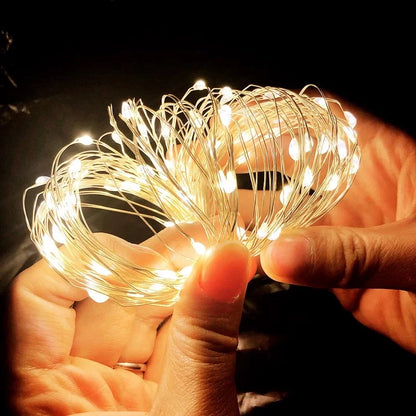 20M USB/Battery LED String Light Copper Silver Wire