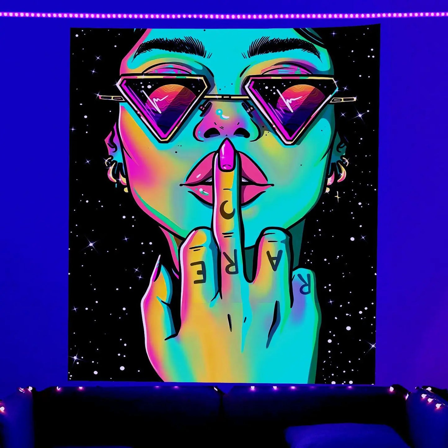 Fluorescent Tapestry UV Reactive Psychedelic