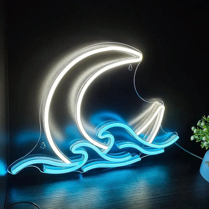 Moon over Sea Neon Light