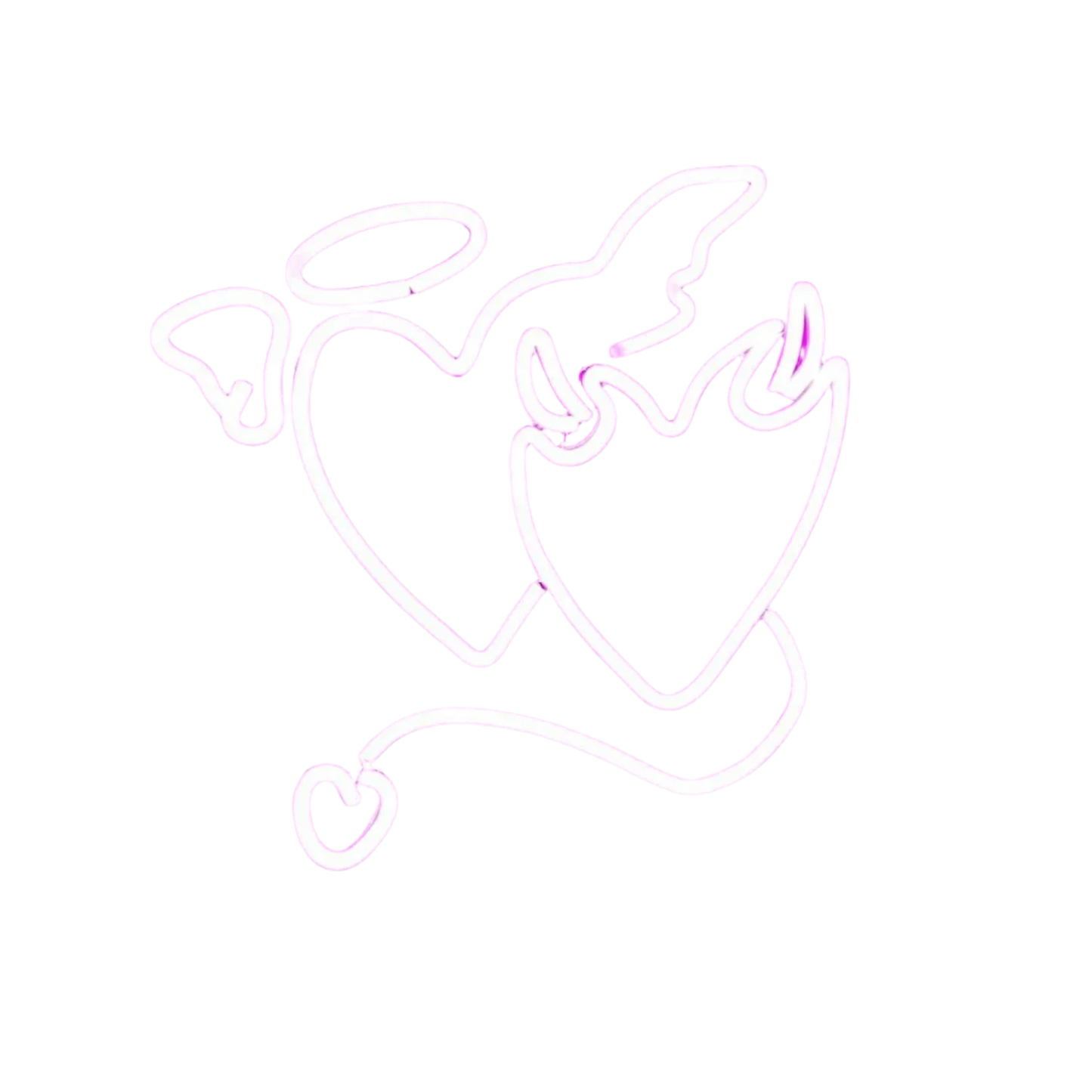 Pink Angel / Devil Heart Neon Sign