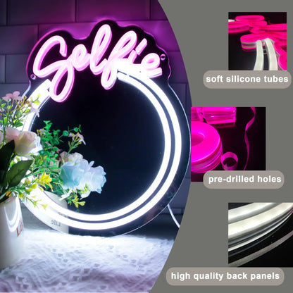 Selfie Circle LED Neon Mirror Light Sign