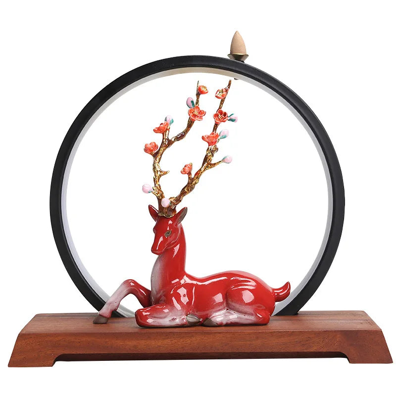 Deer LED Round Ceramic Incense Burner