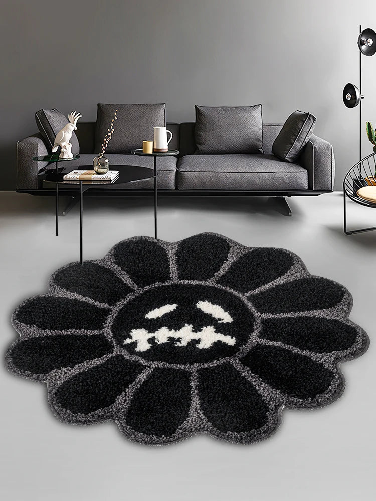 Smiling Face Tufted Rug Flower Art