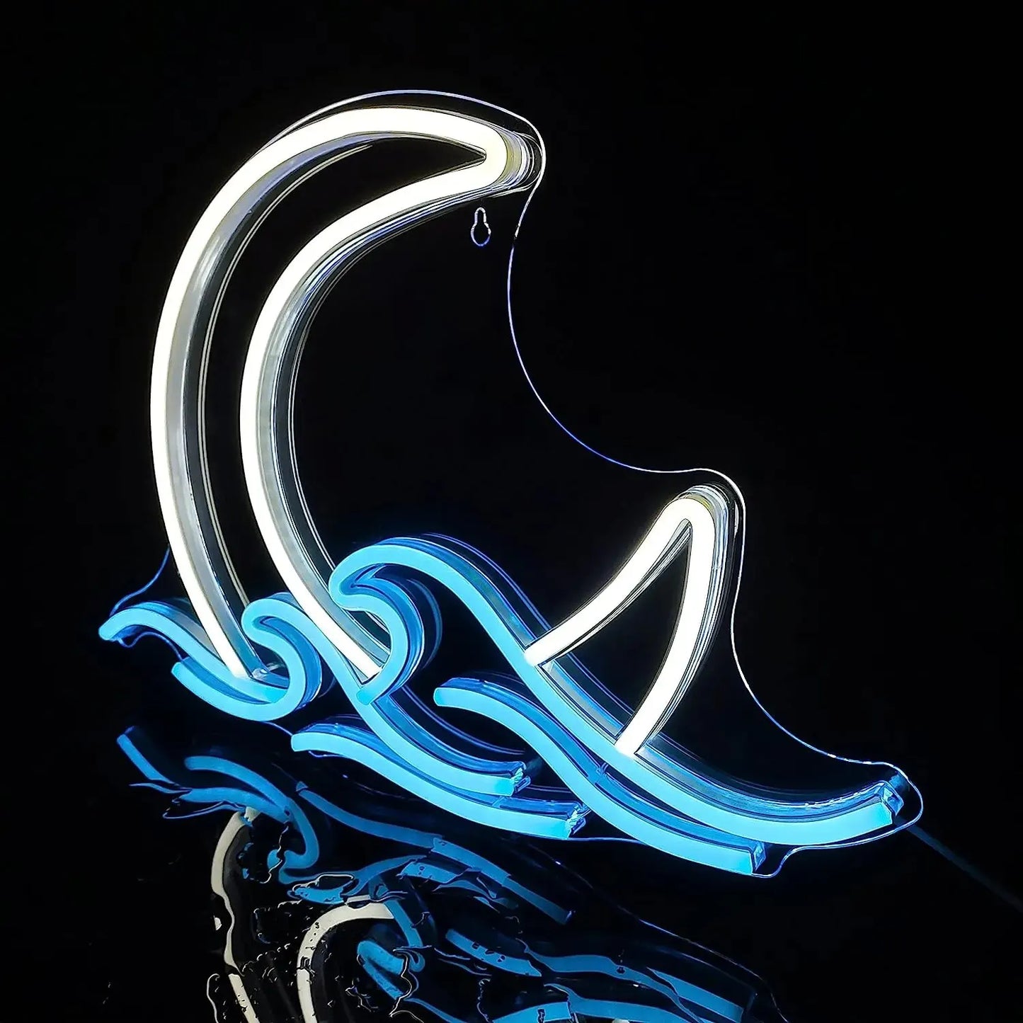 Moon over Sea Neon Light