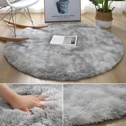 Plush Round Fluffy Rug Mat Carpet