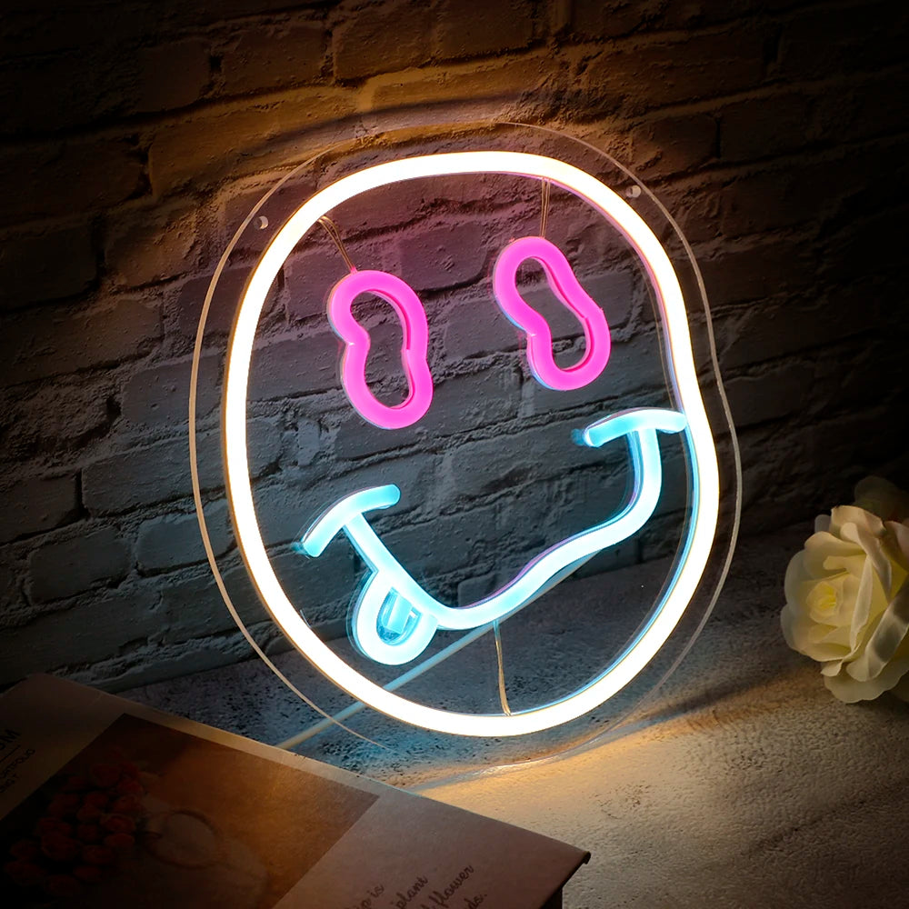 Smiley Face Neon Sign Dimmable Neon Signs