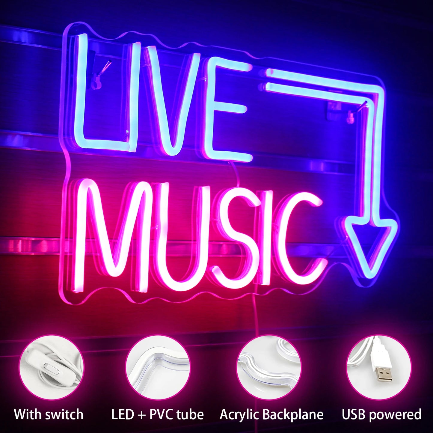 Live Music LED Neon Light Sign