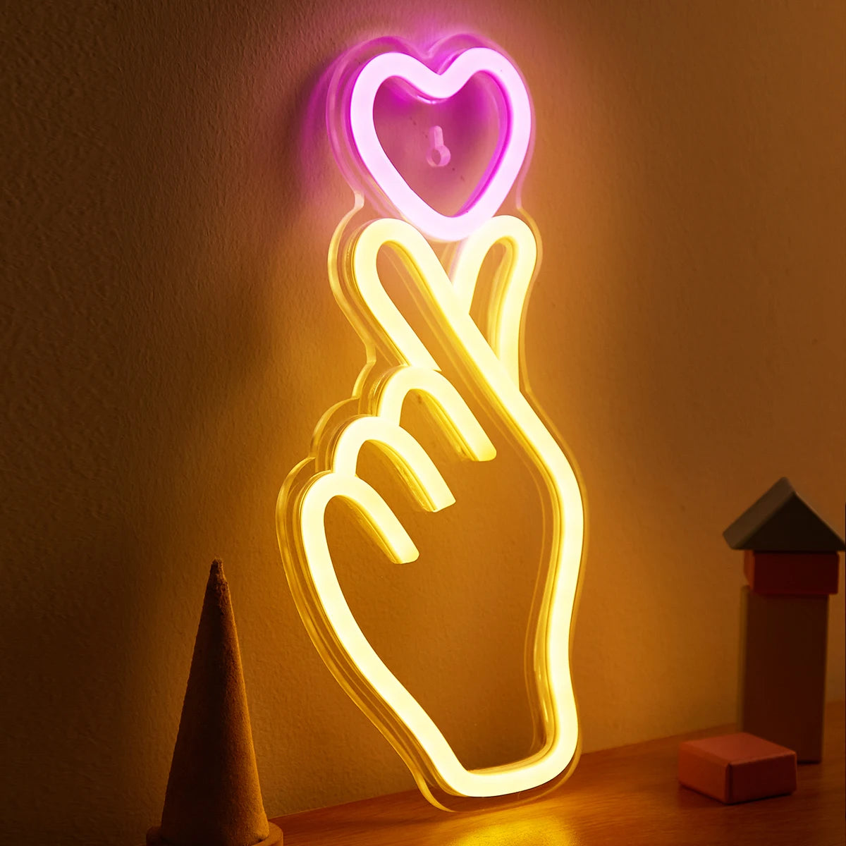 Hand and Heart LED Neon Light