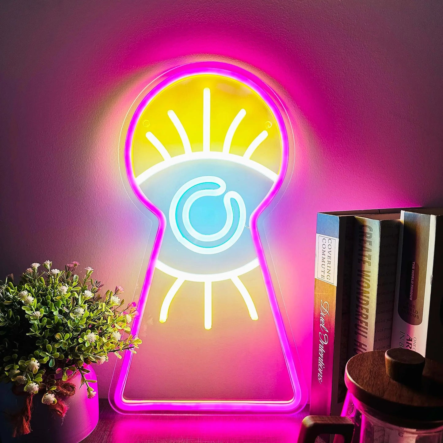 Key hole vision neon sign LED