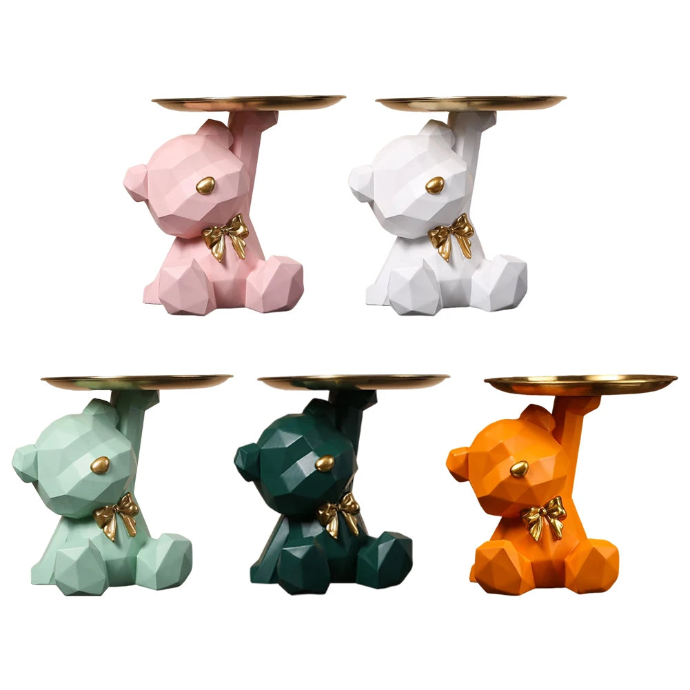 Geometric Bear Key Holder Figurine